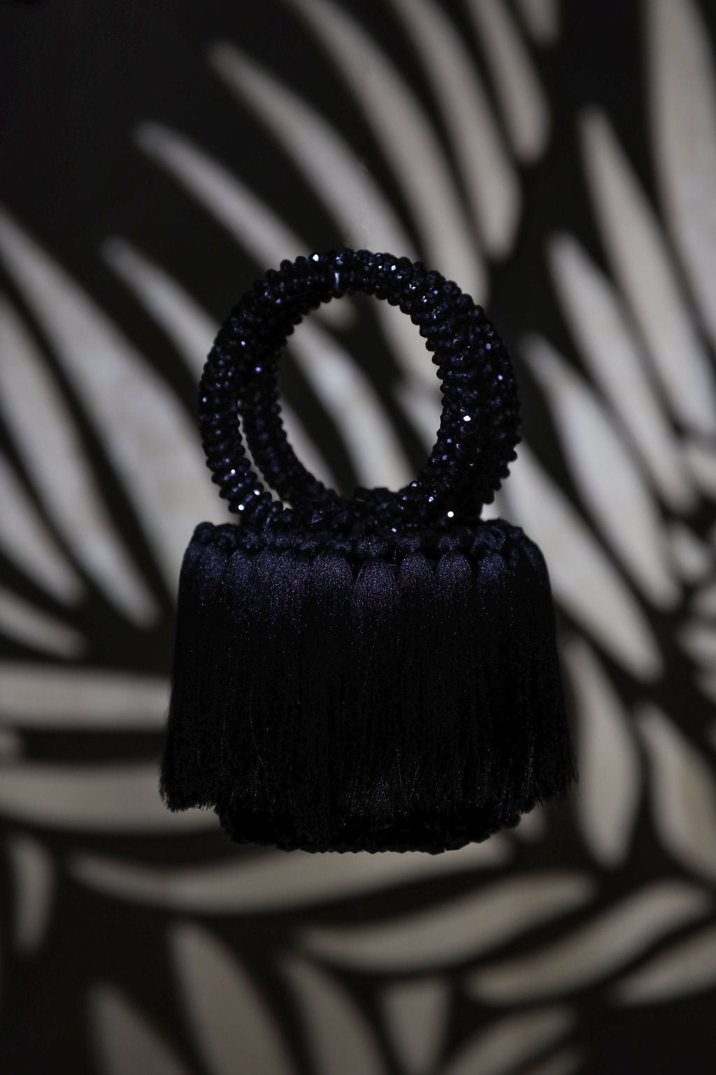 Black Beaded Tassel Mini Bag