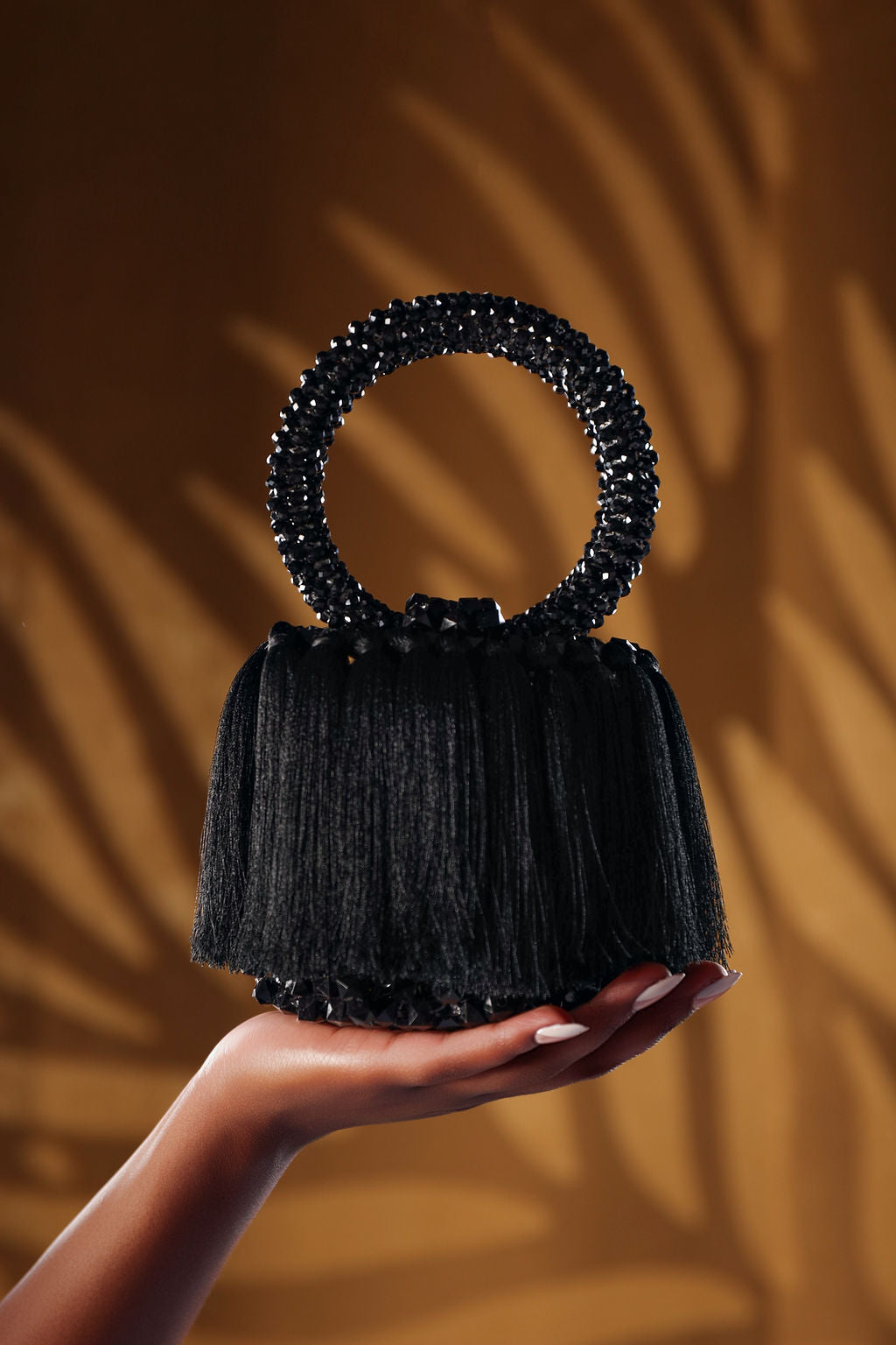 Black Beaded Tassel Mini Bag