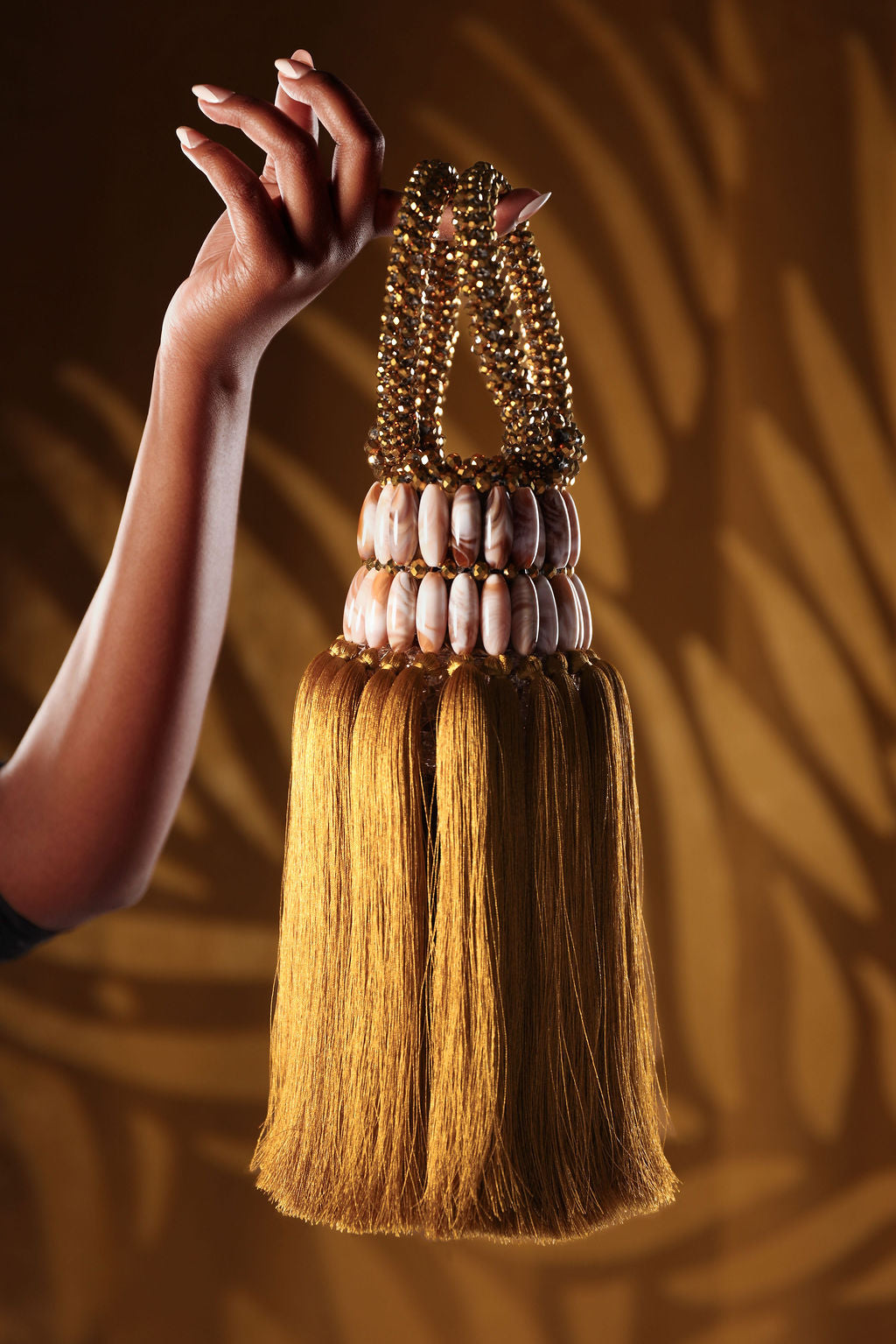Gold Beaded Tassel Mini Bag