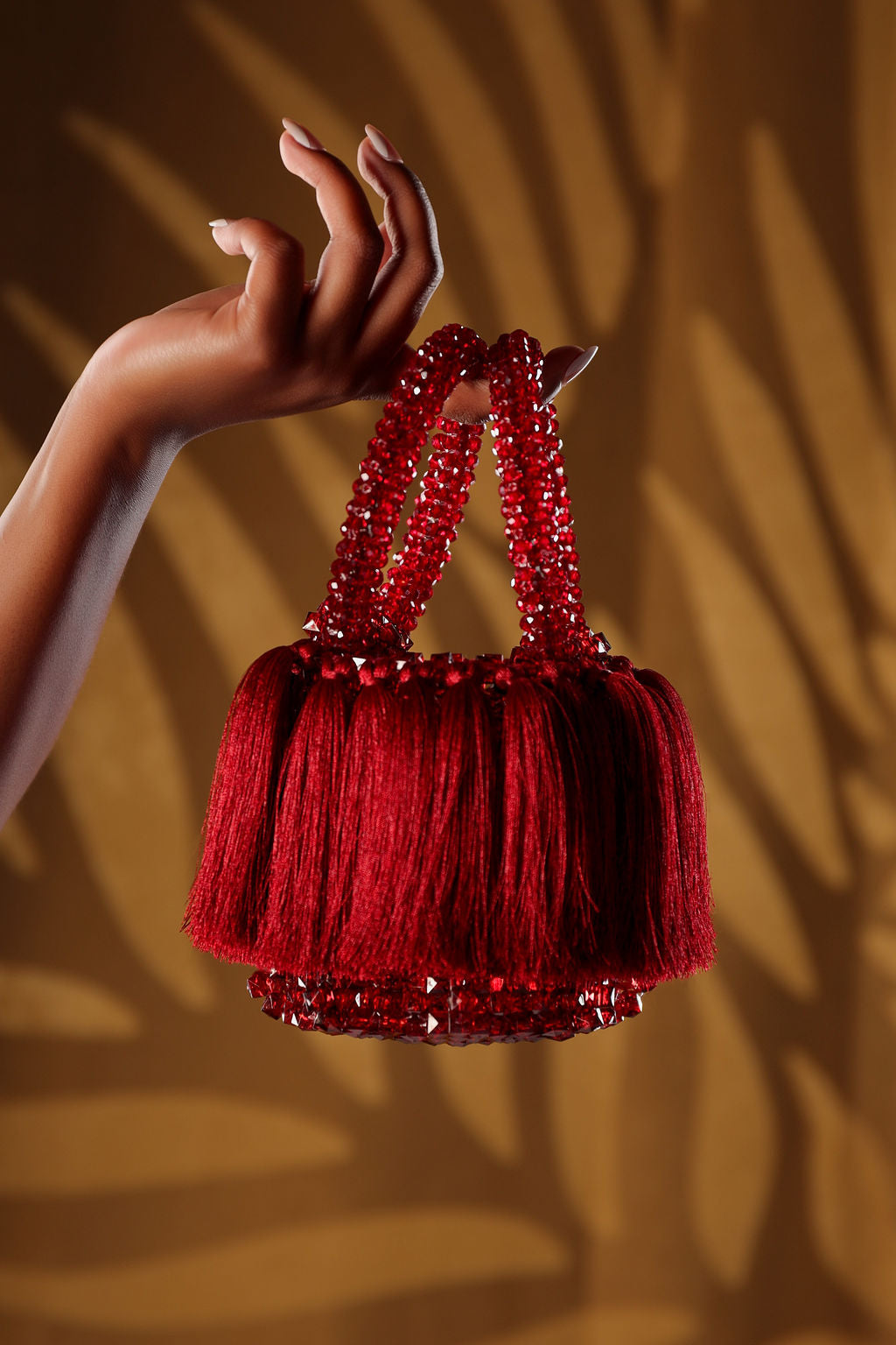 Red Beaded Tassel Mini Bag