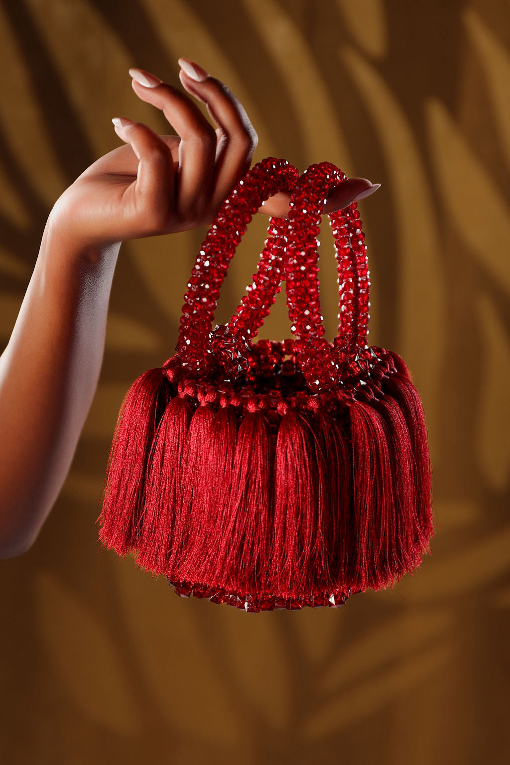 Red Beaded Tassel Mini Bag