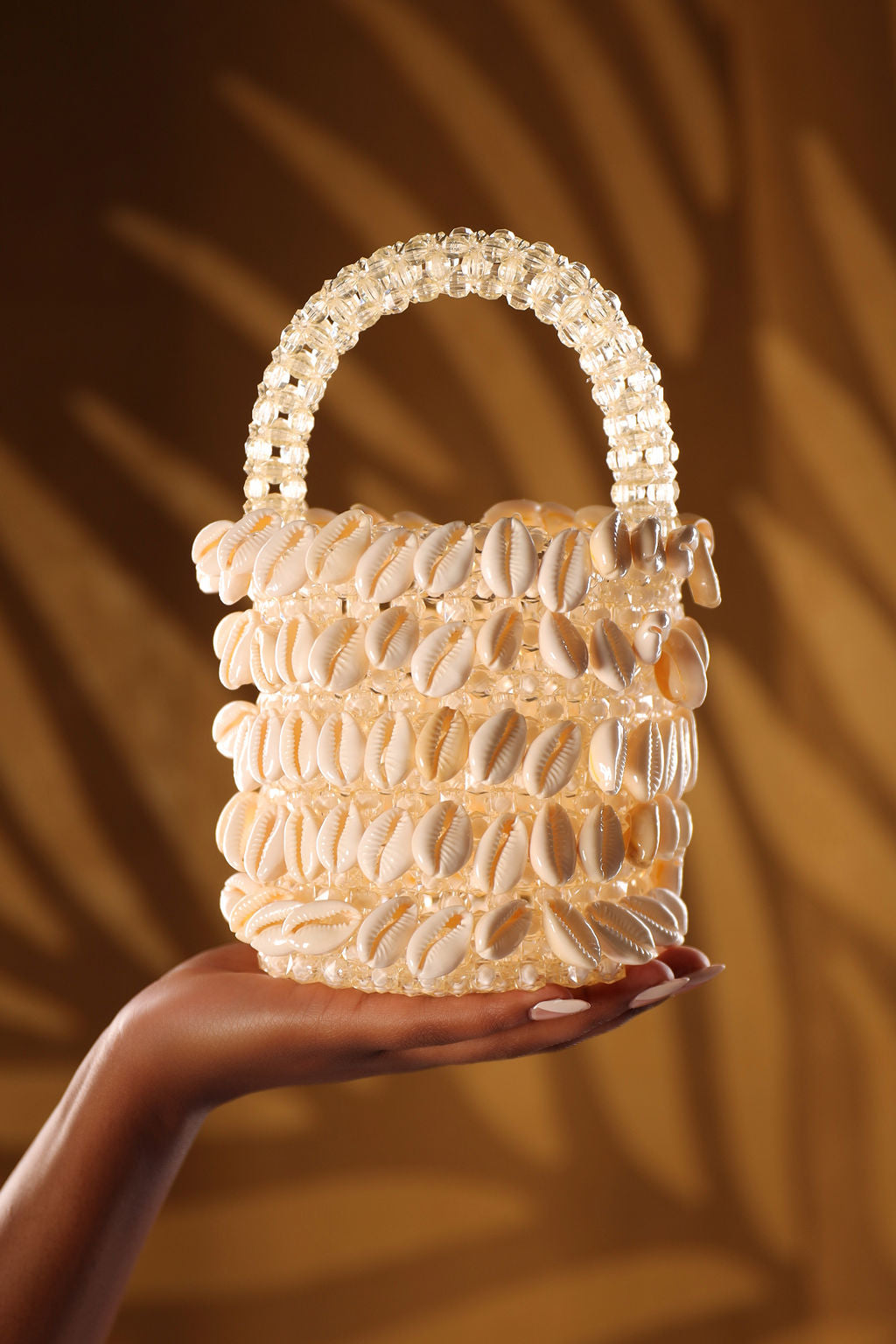 Cowry Shell Beaded Bucket Bag