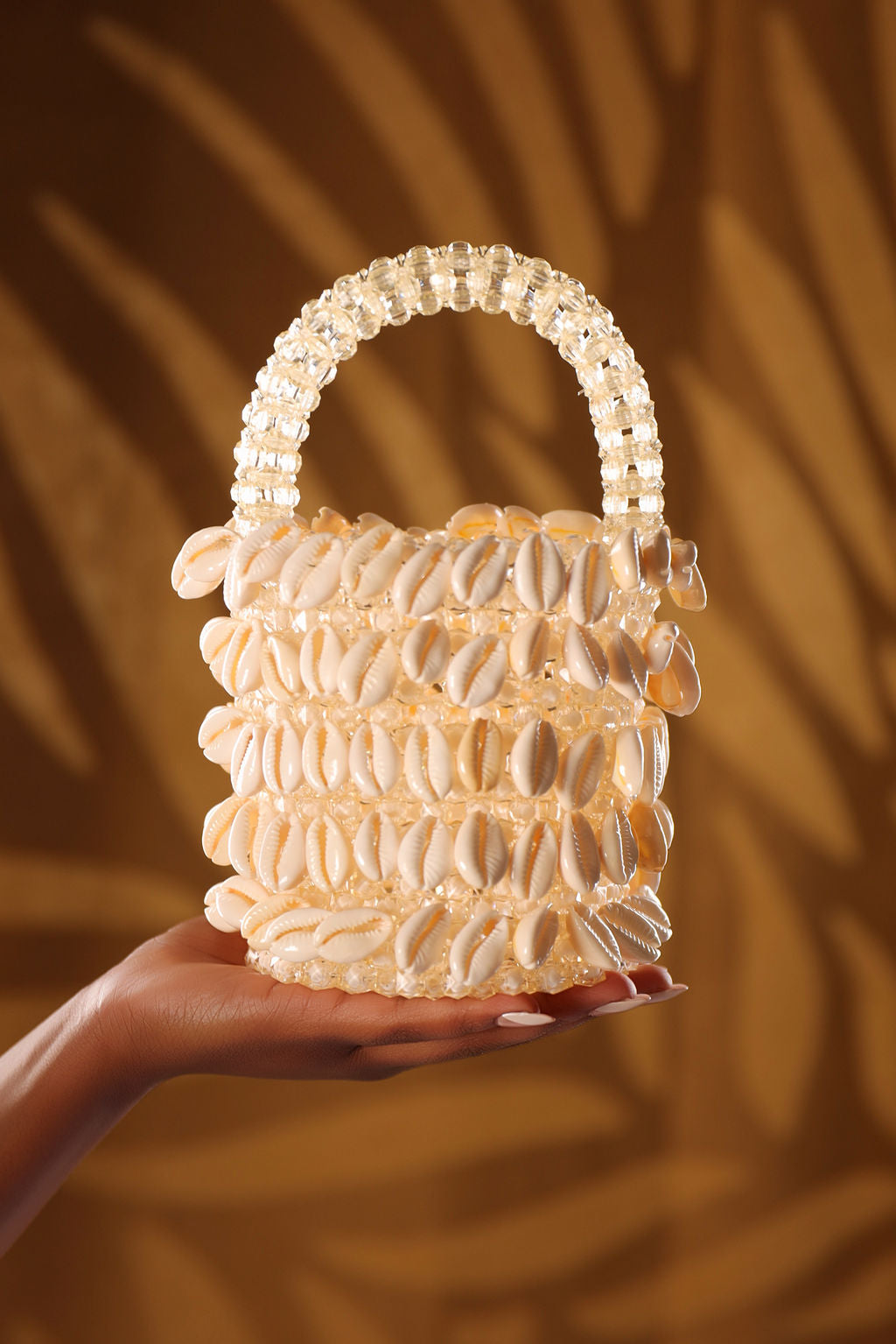 Cowry Shell Beaded Bucket Bag