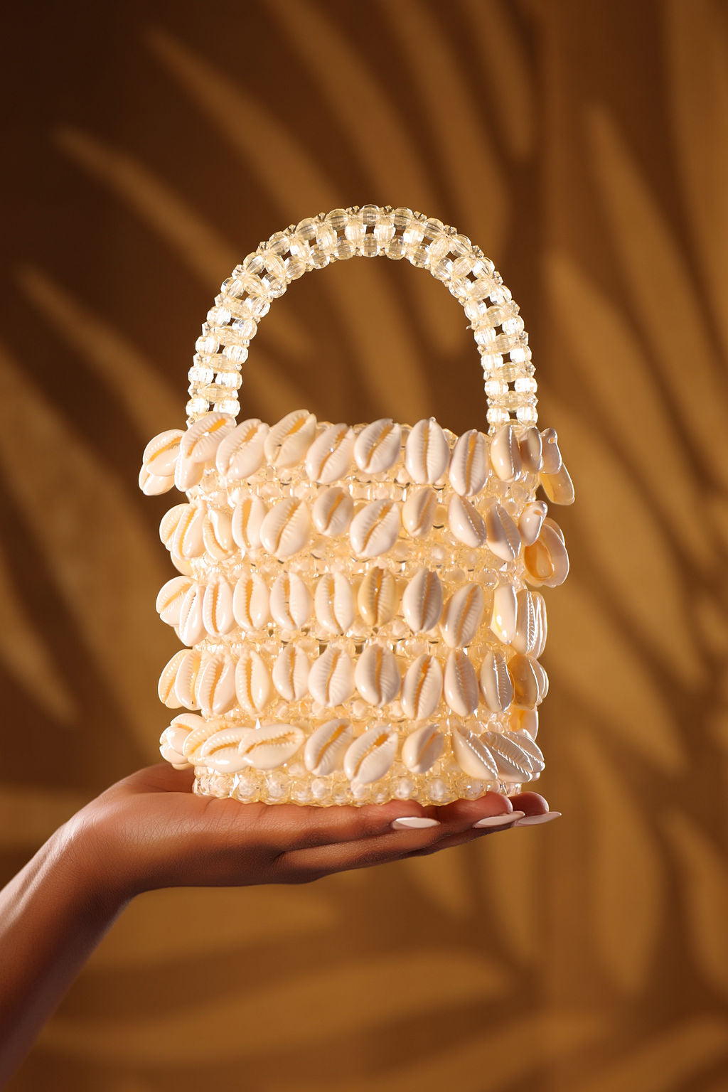 Cowry Shell Beaded Bucket Bag