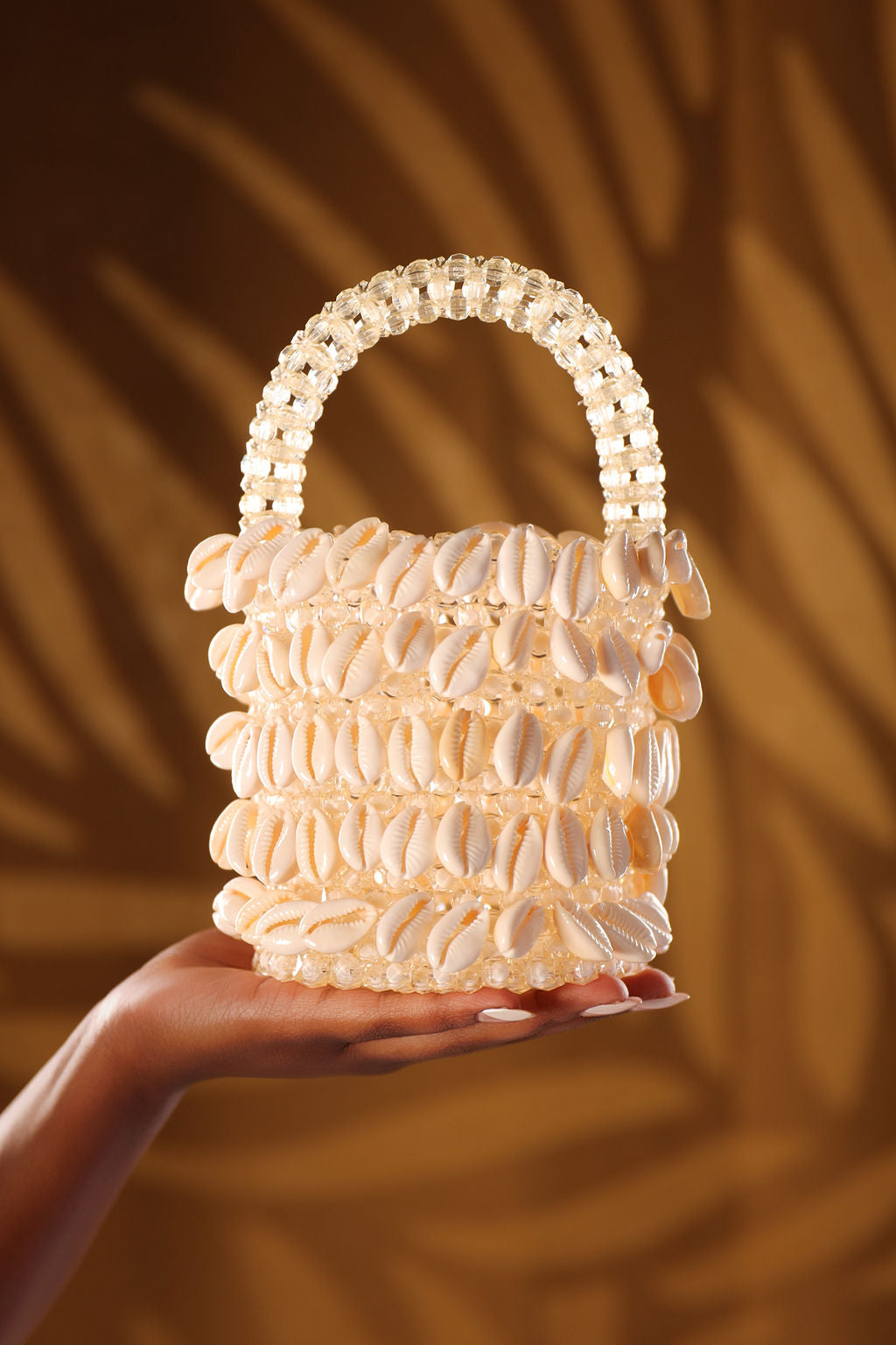 Cowry Shell Beaded Bucket Bag