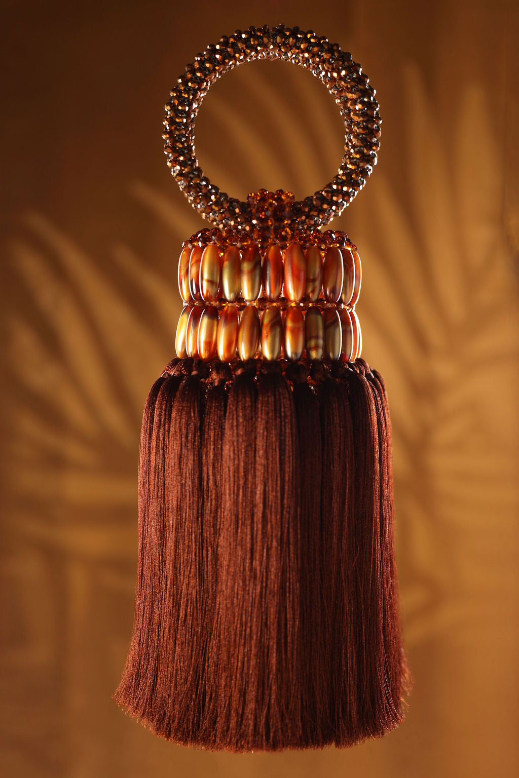 Brown Beaded Tassel Mini Bag