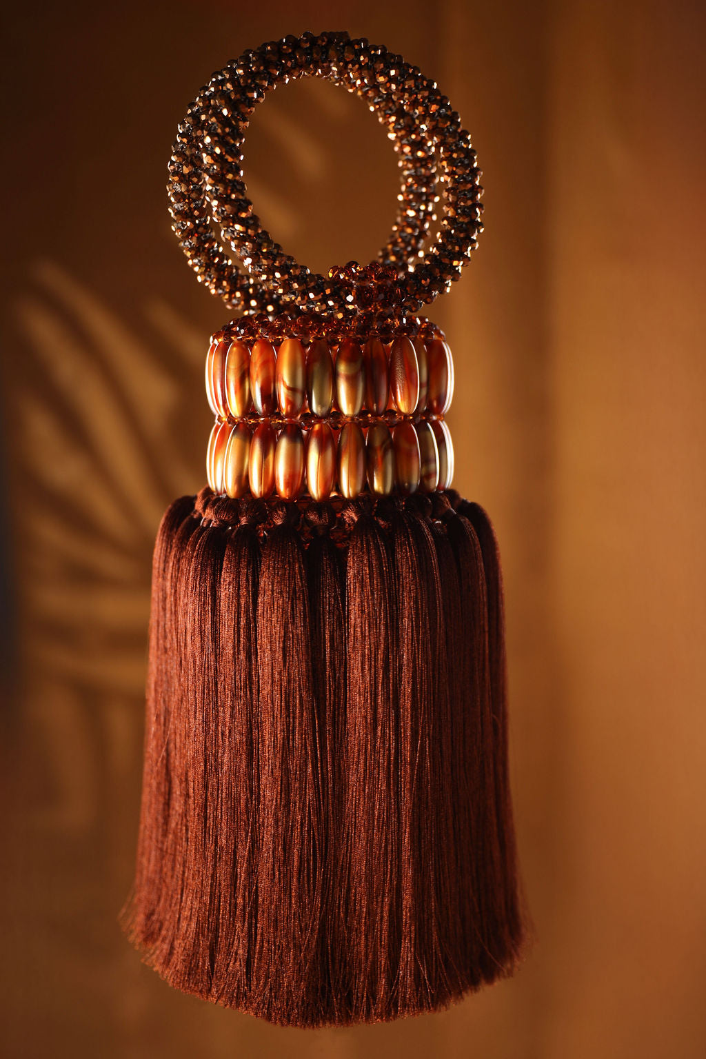 Brown Beaded Tassel Mini Bag