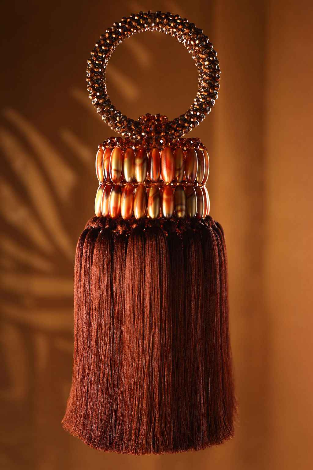 Brown Beaded Tassel Mini Bag