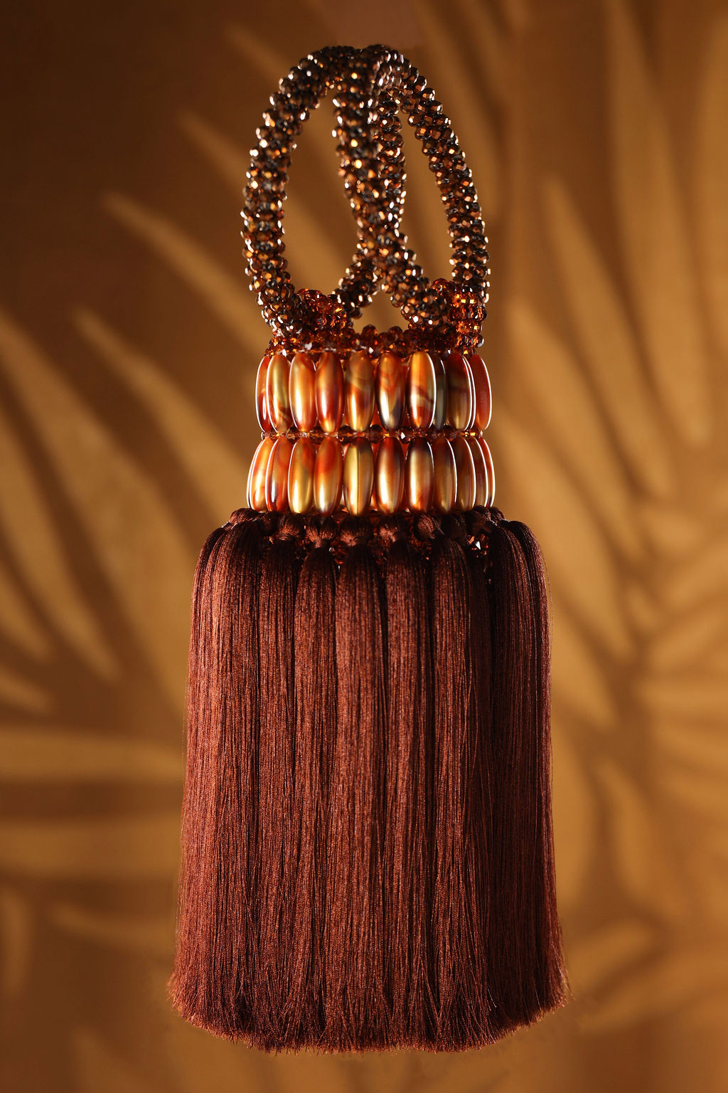 Brown Beaded Tassel Mini Bag