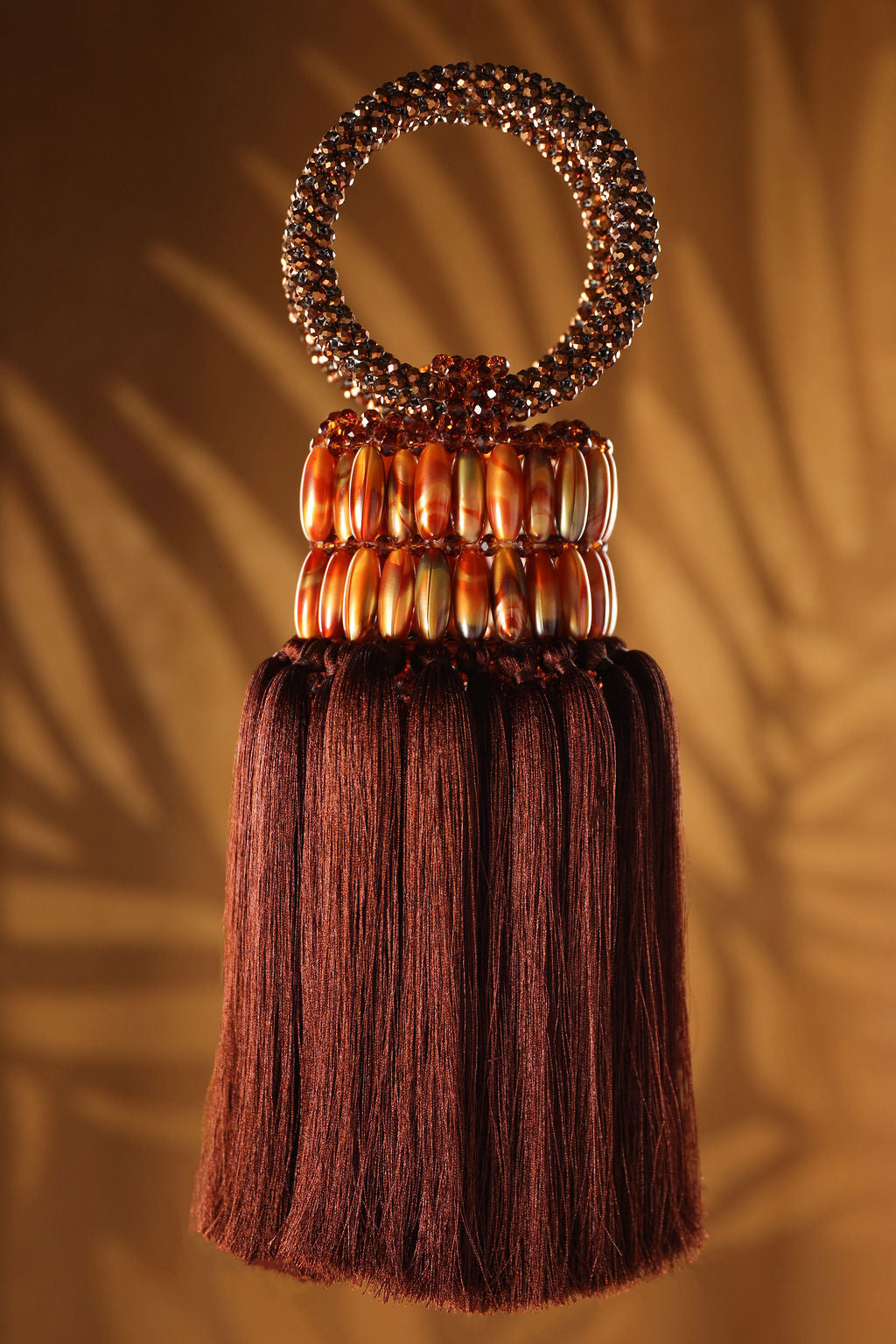 Brown Beaded Tassel Mini Bag