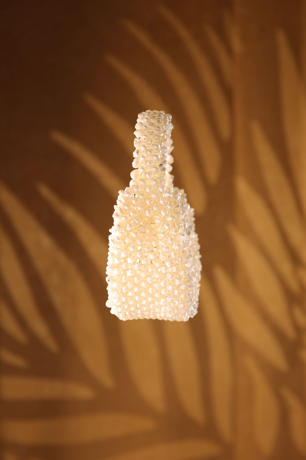 Pearl White Beaded Bucket Bag