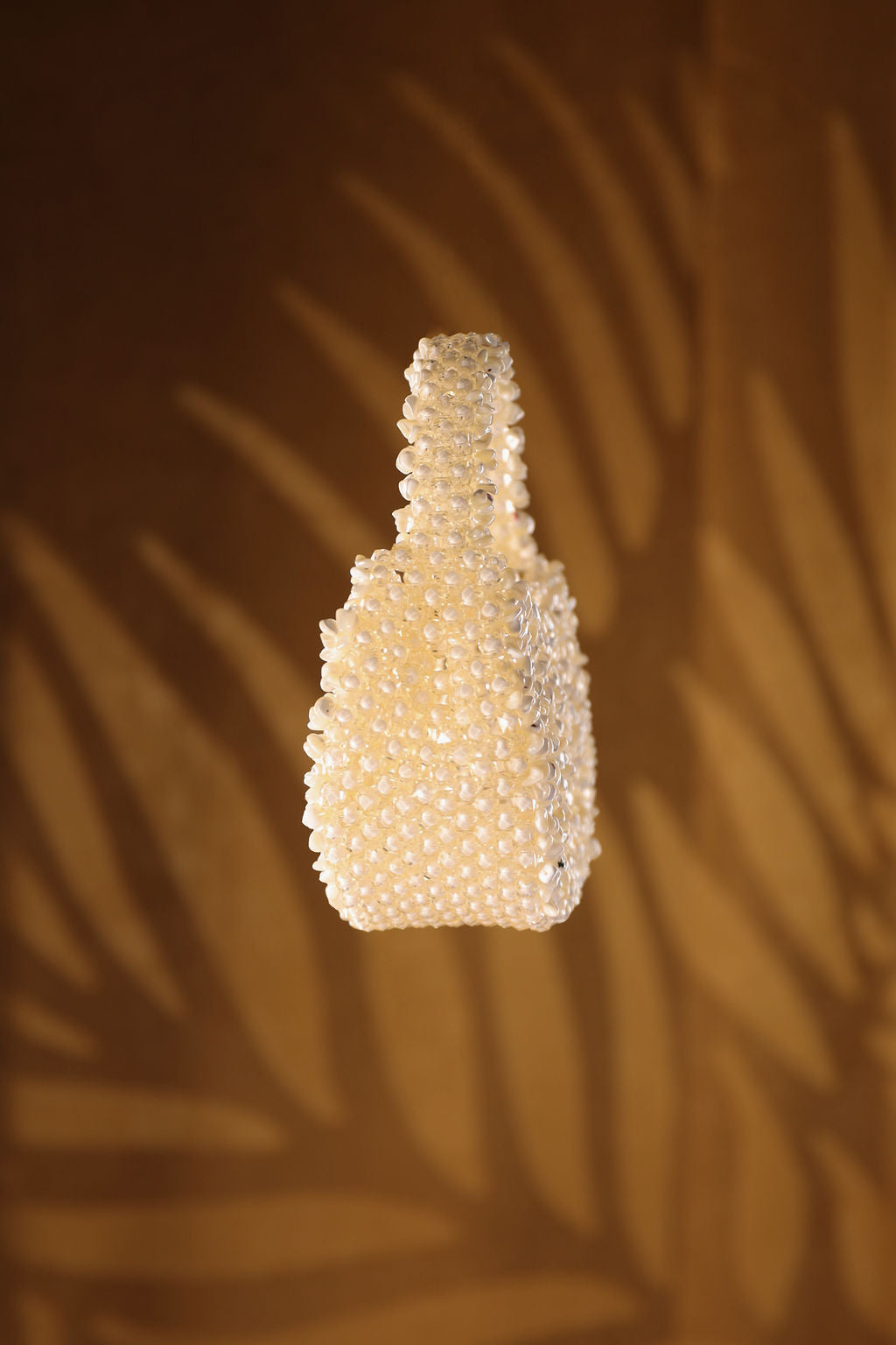 Pearl White Beaded Bucket Bag