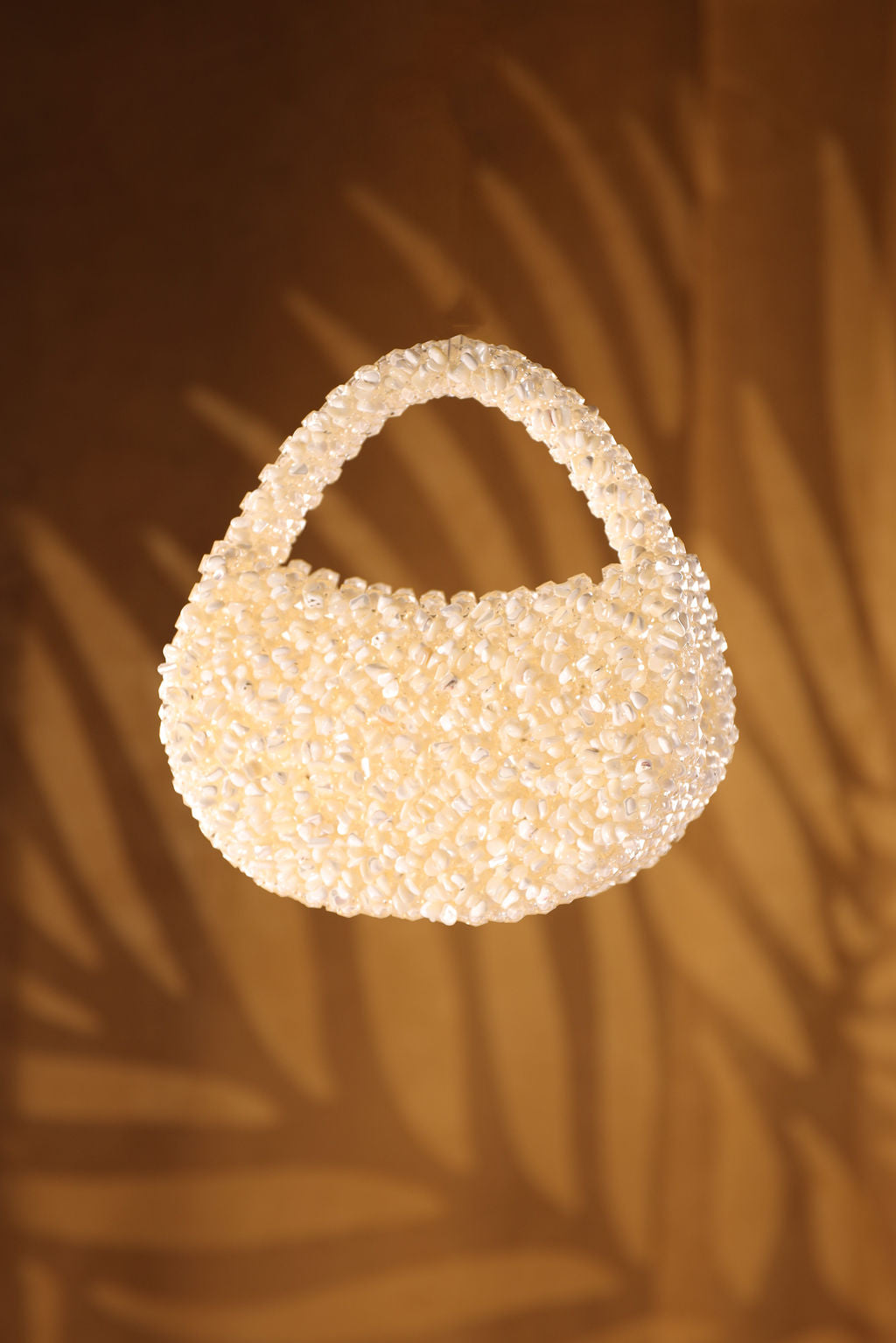 Pearl White Beaded Bucket Bag