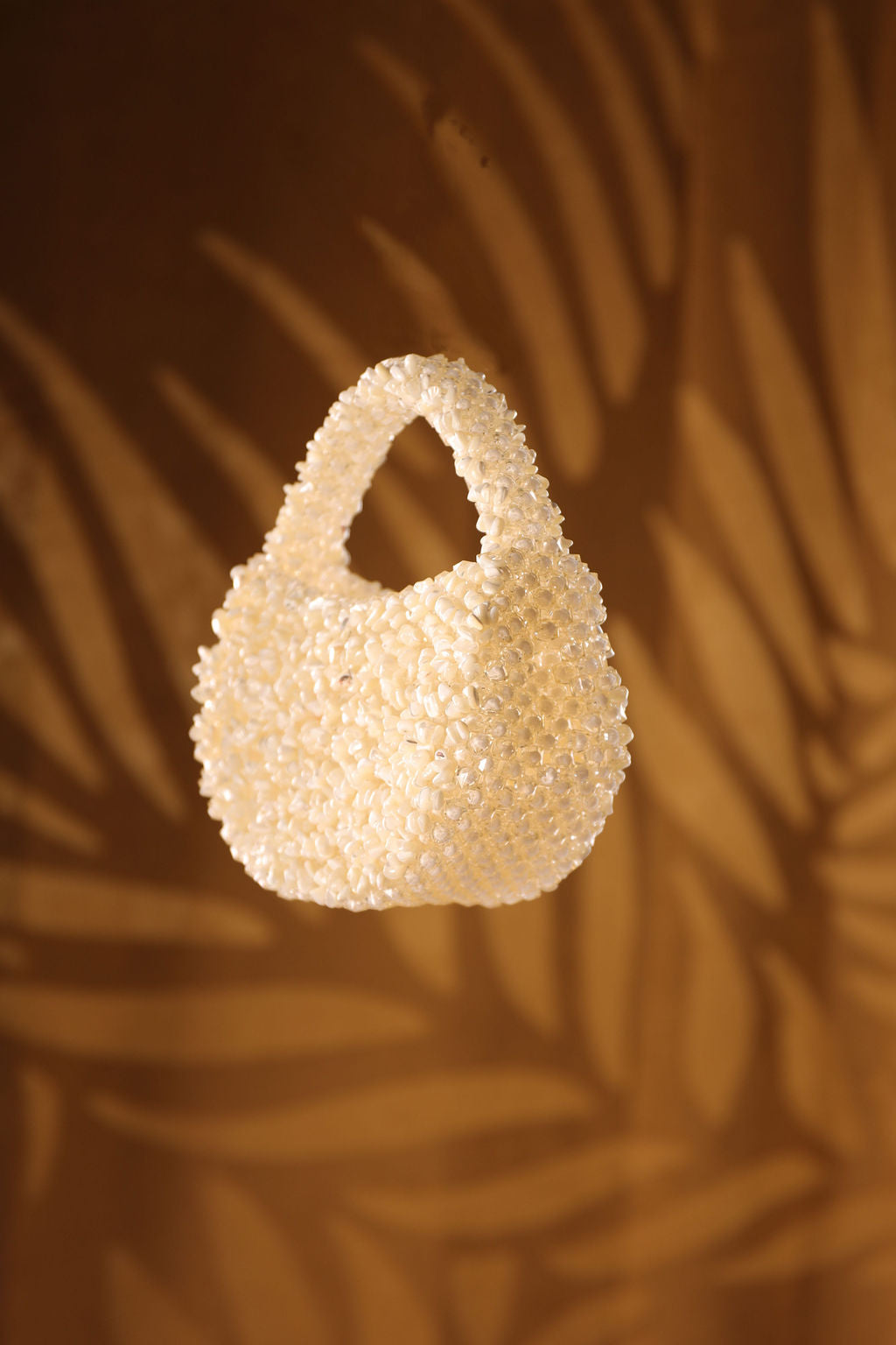 Pearl White Beaded Bucket Bag